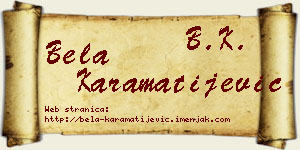 Bela Karamatijević vizit kartica